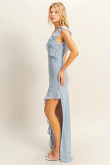Trendsi HYFVE Chiffon Ruffle Trim Midi Dress - Dresses