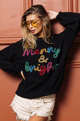 Trendsi BiBi Tinsel Lettering Christmas Sweater -
