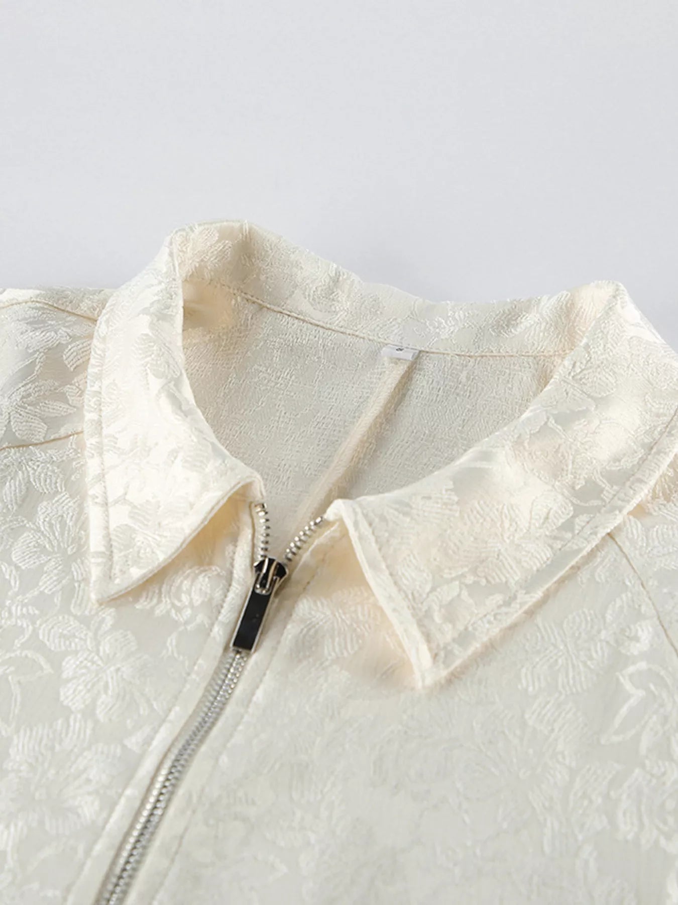 Trendsi Jacquard Bomber Jacket with Drawstring Waist -