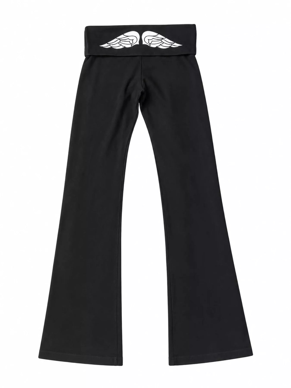 Black 1 fold-over waist flared pants