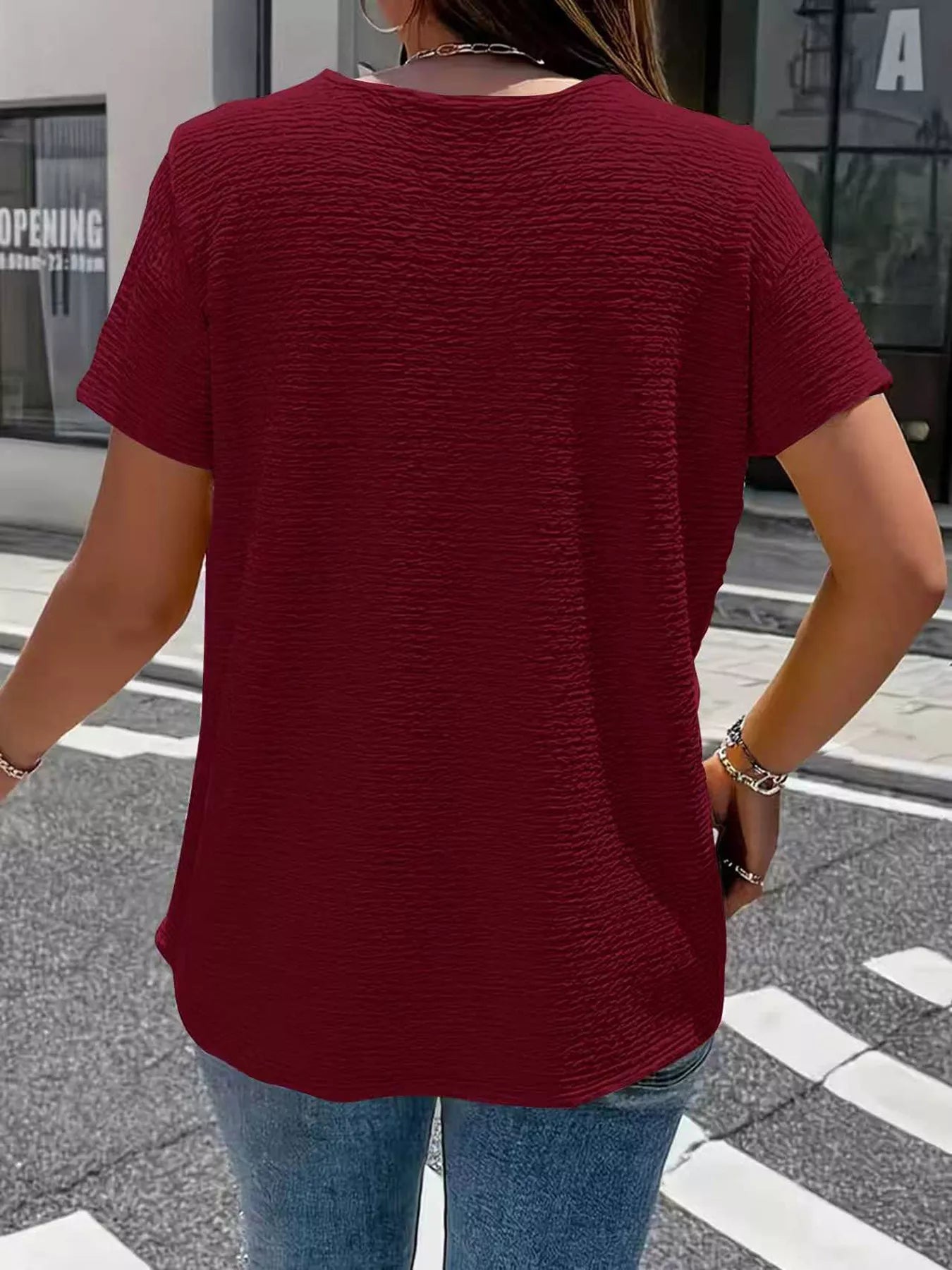 Trendsi Textured Short Sleeve Top -