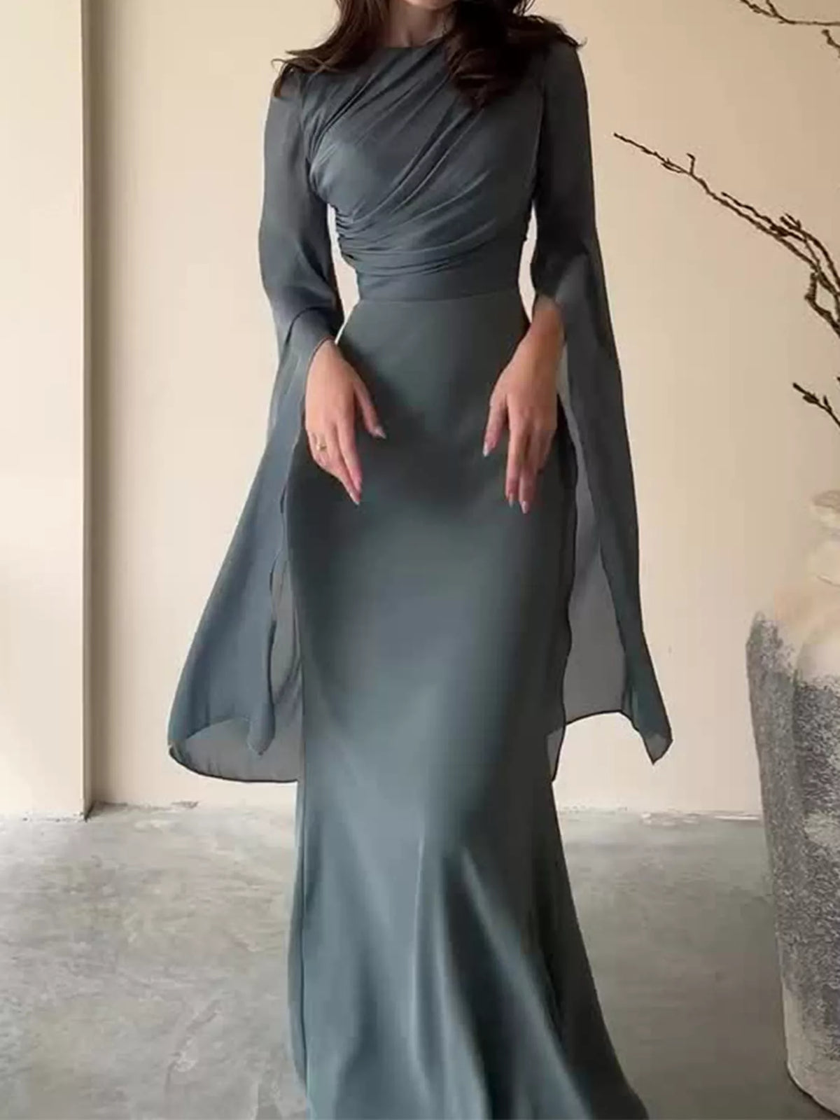Round Neck Maxi Dress — front view