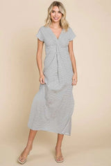 Trendsi Culture Code Full Size Striped Twisted Detail Dress - Dresses