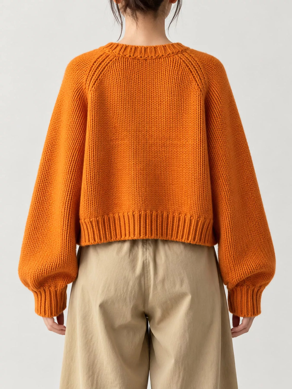 Ribbed-hem cardigan, orange back