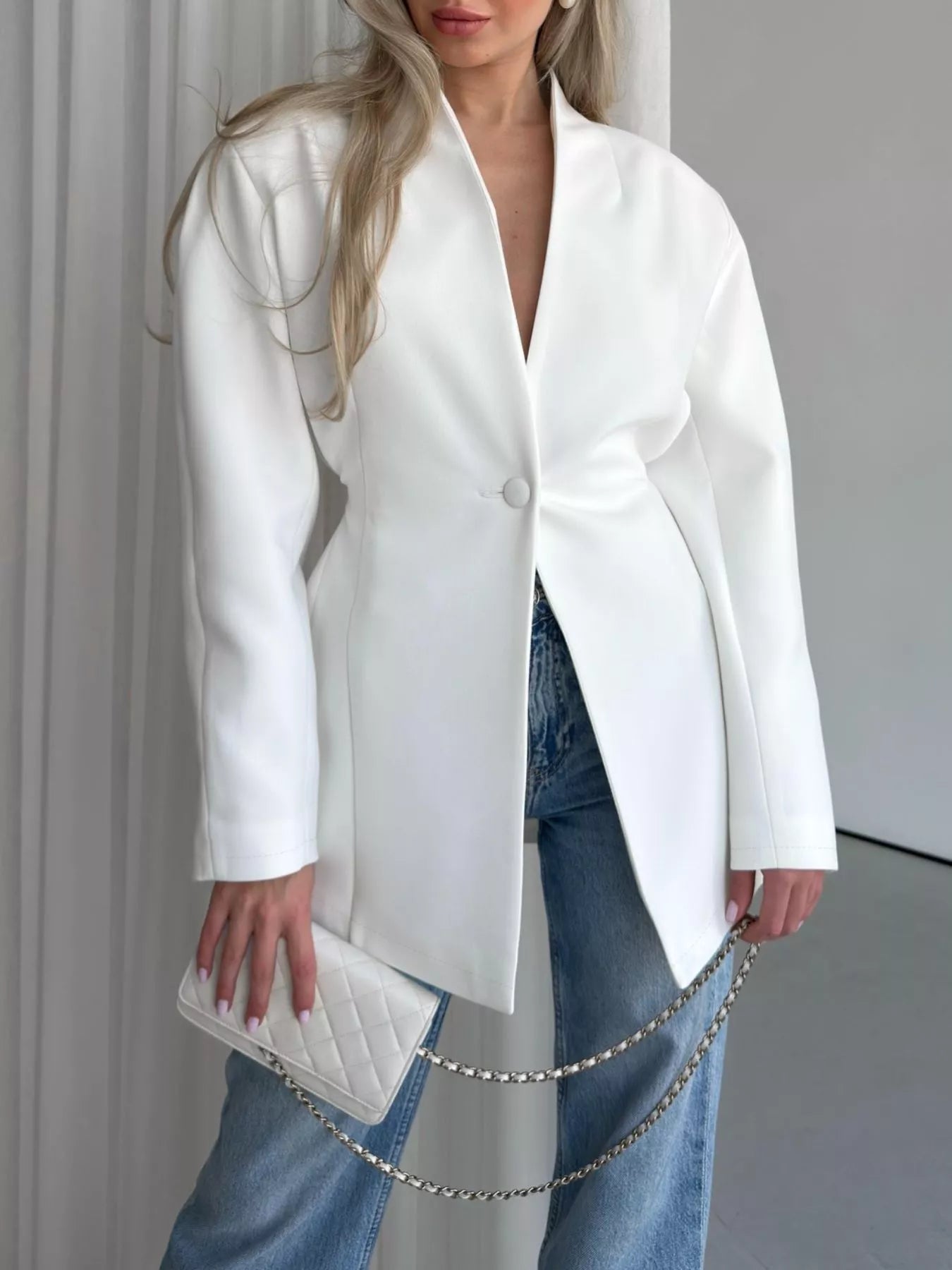 Trendsi One Button Long Sleeve Blazer -