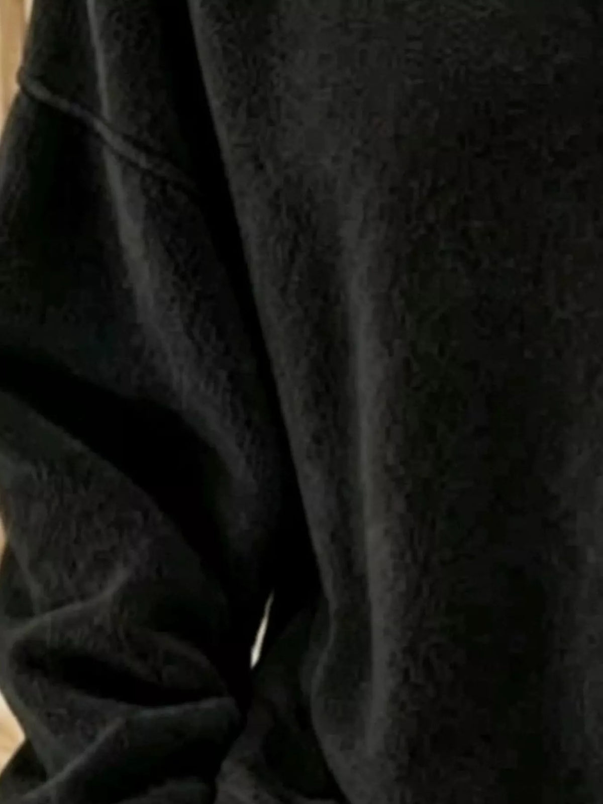 Black button-detail dropped shoulder sweatshirt, sleeve detail