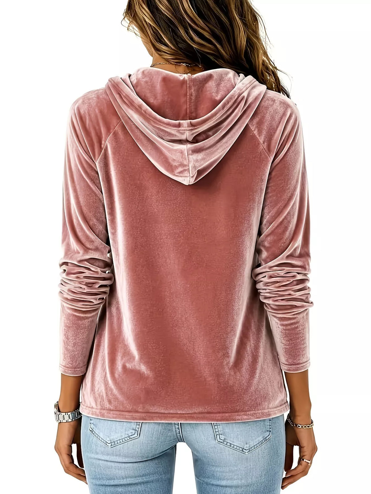 Trendsi Full Size Velvet Drawstring Long Sleeve Hoodie Plus Size -