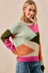 Trendsi BiBi Multi Color Block Sweater Top -