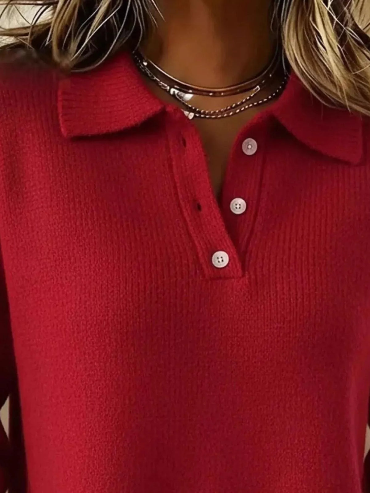 Trendsi Full Size Button Detail Dropped Shoulder Sweater Plus Size -