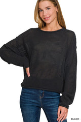 Trendsi Zenana Textured Drop Shoulder Knit Top -