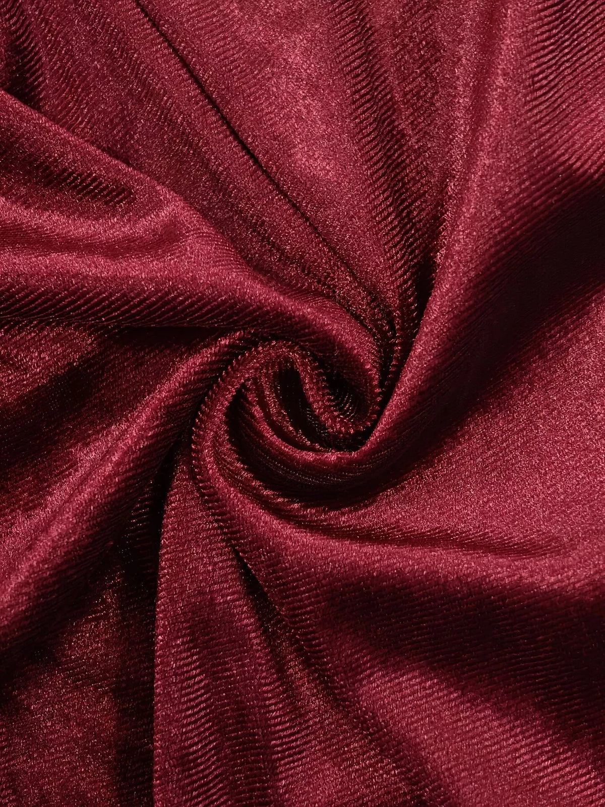 Burgundy velvet mock neck maxi dress, velvet texture close-up