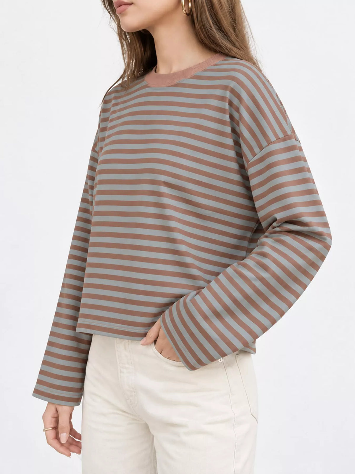 Long Sleeve Crew Neck T-Shirt — side view