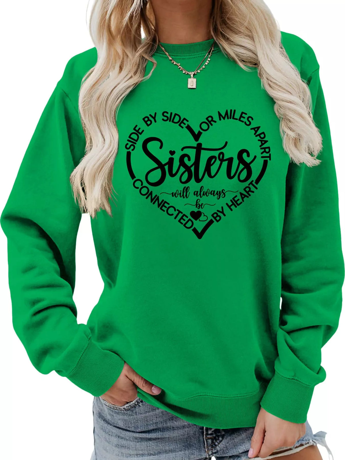 Green graphic long-sleeve sweatshirt