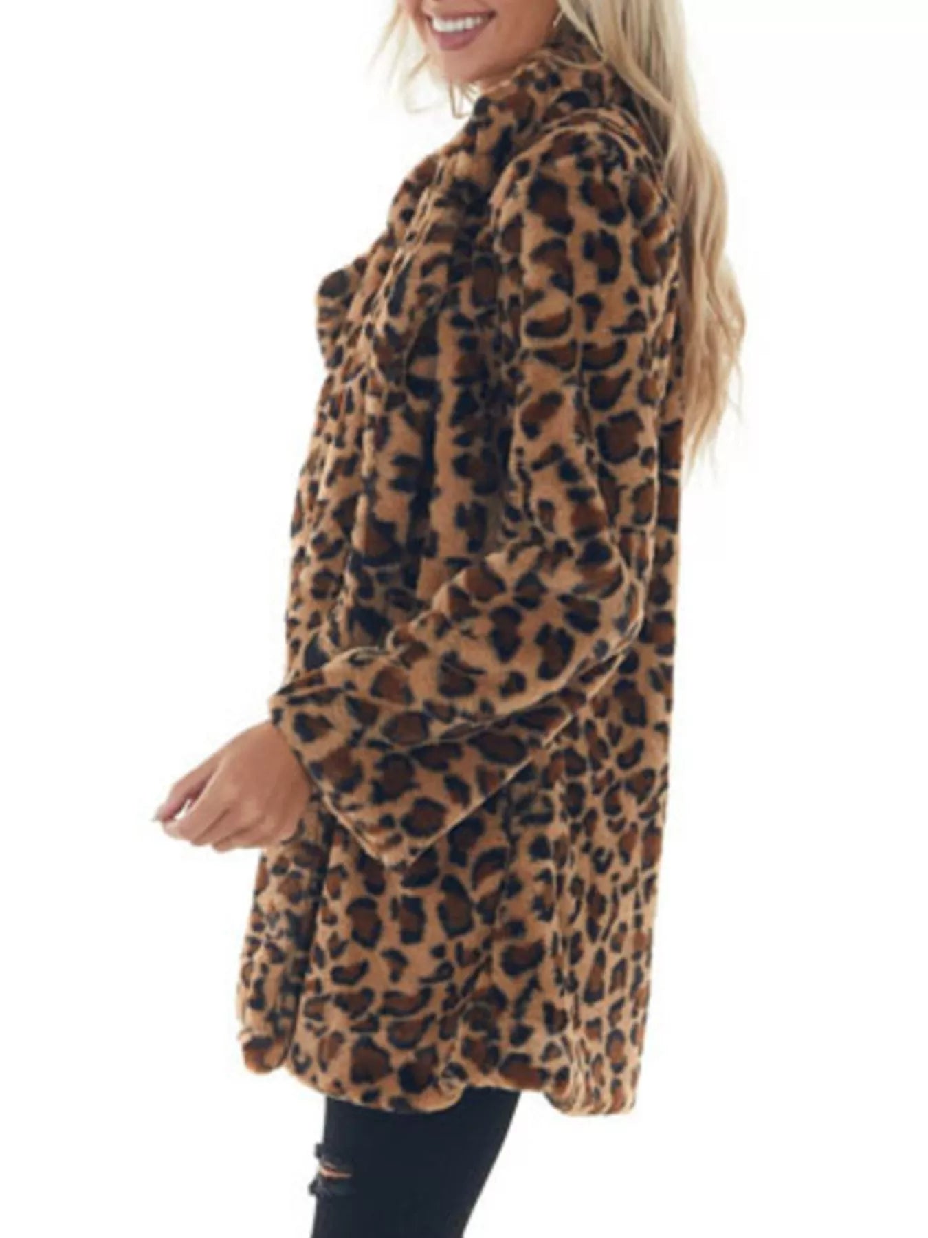 Leopard open-front outerwear jacket