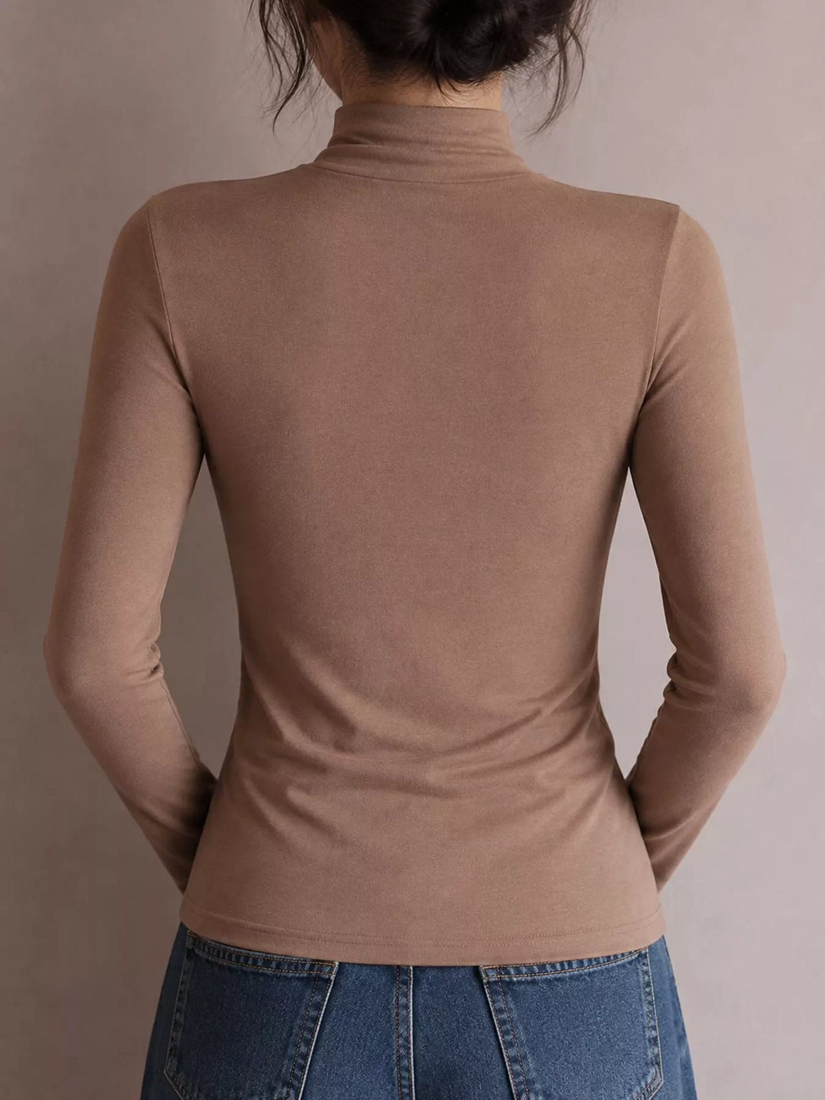 Slim-Fit Mock Neck Long Sleeve T-Shirt — back view