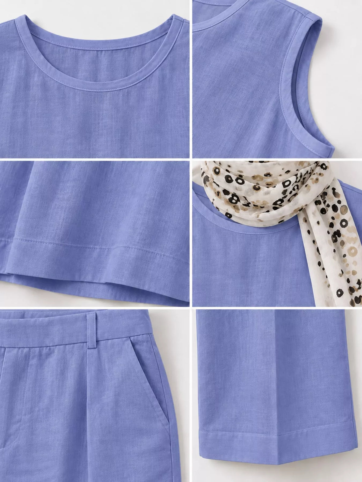 Sleeveless Top and Wide-Leg Pants Set — construction details