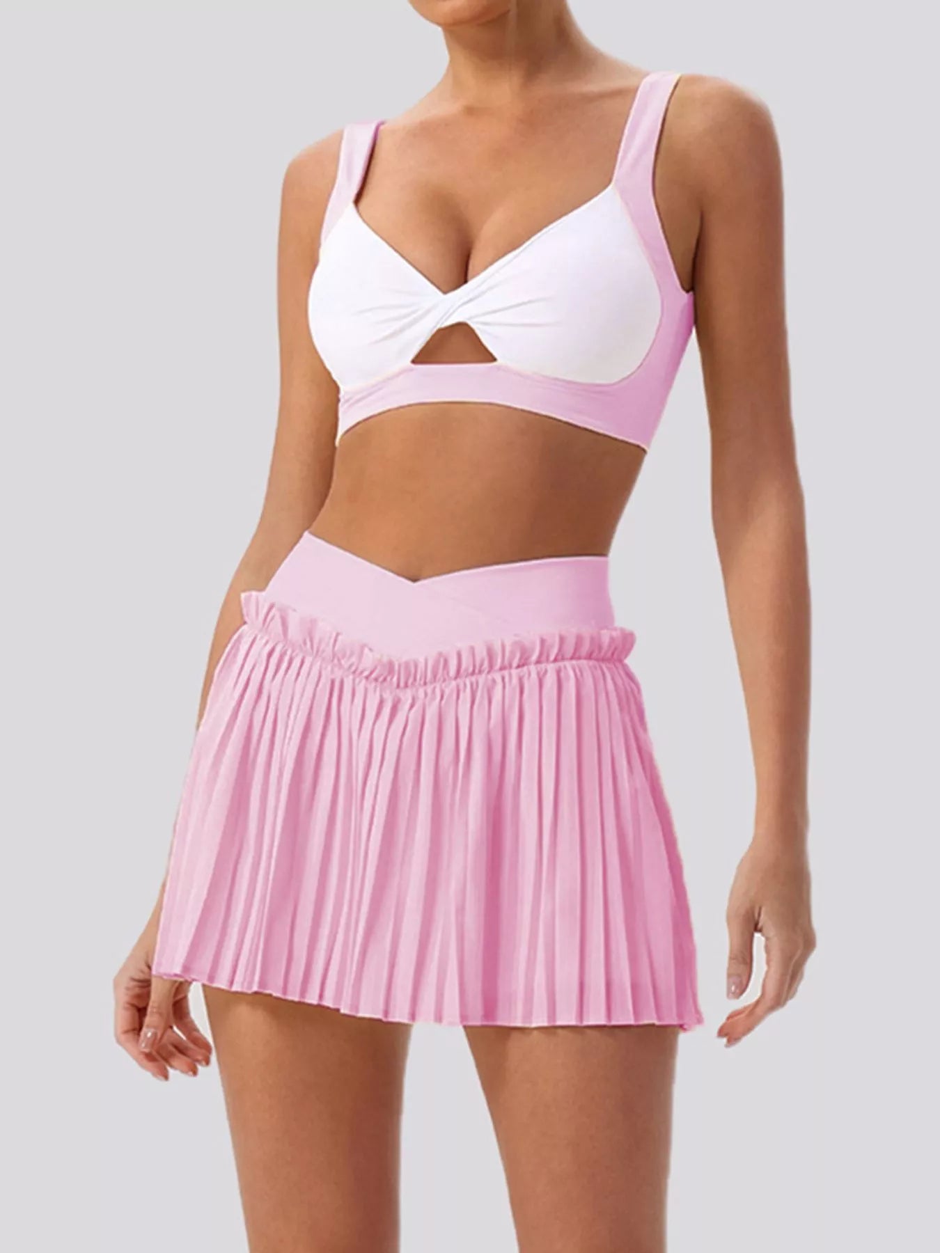 Trendsi Sleeveless Top and Pleated Skirt Active Set -