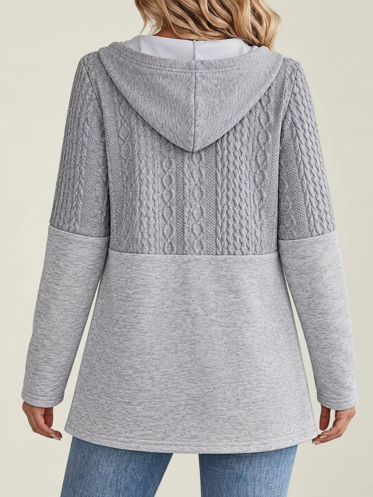 Textured hooded jacket, gray back