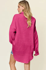 Trendsi Double Take Full Size Pocketed Texture Button Up Shirt -
