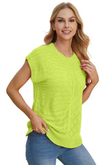 Trendsi Double Take Full Size Cable-Knit Round Neck Cap Sleeve Sweater - Shirts
