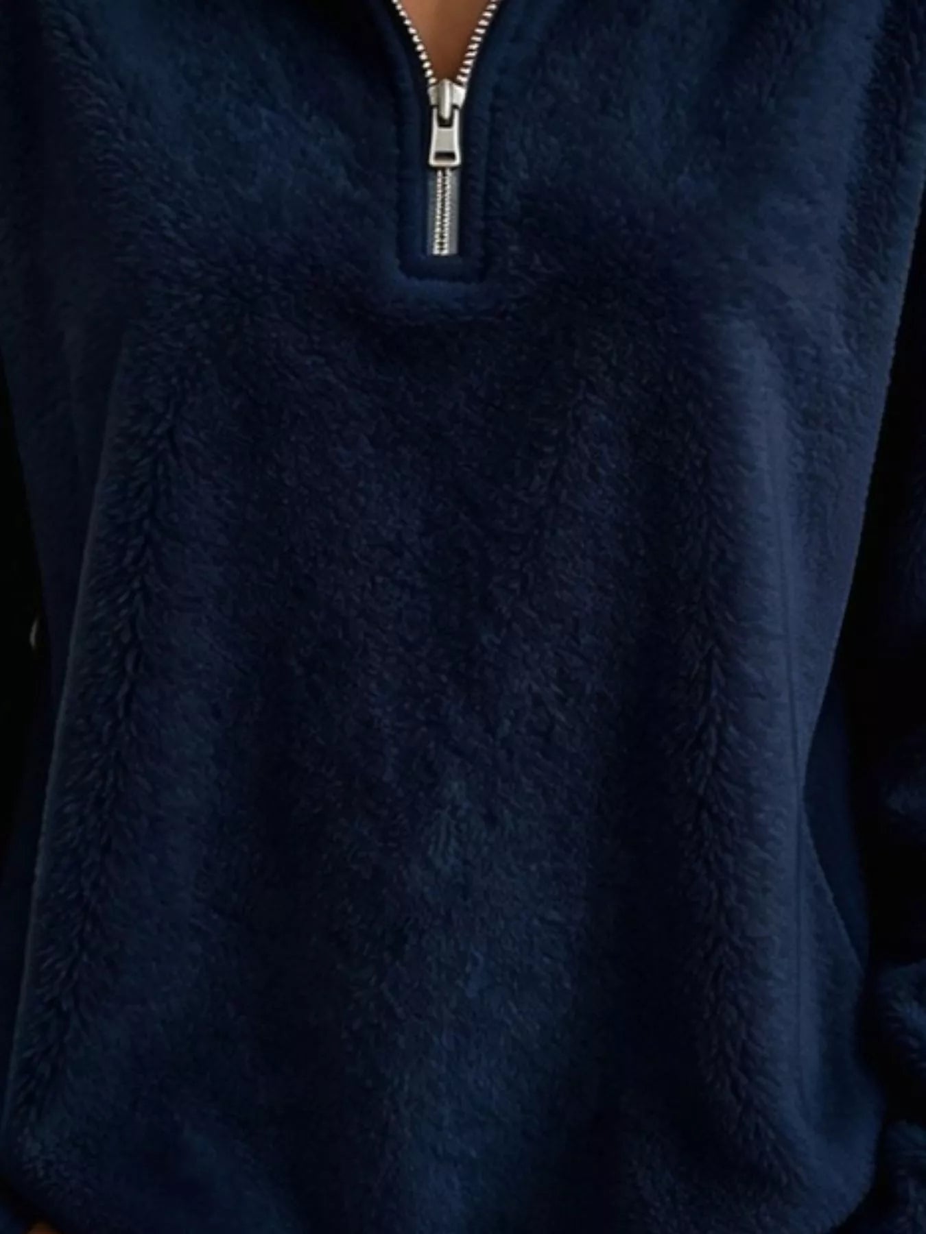 Trendsi Full Size Quarter-Zip Fleece Sweatshirt Plus Size -