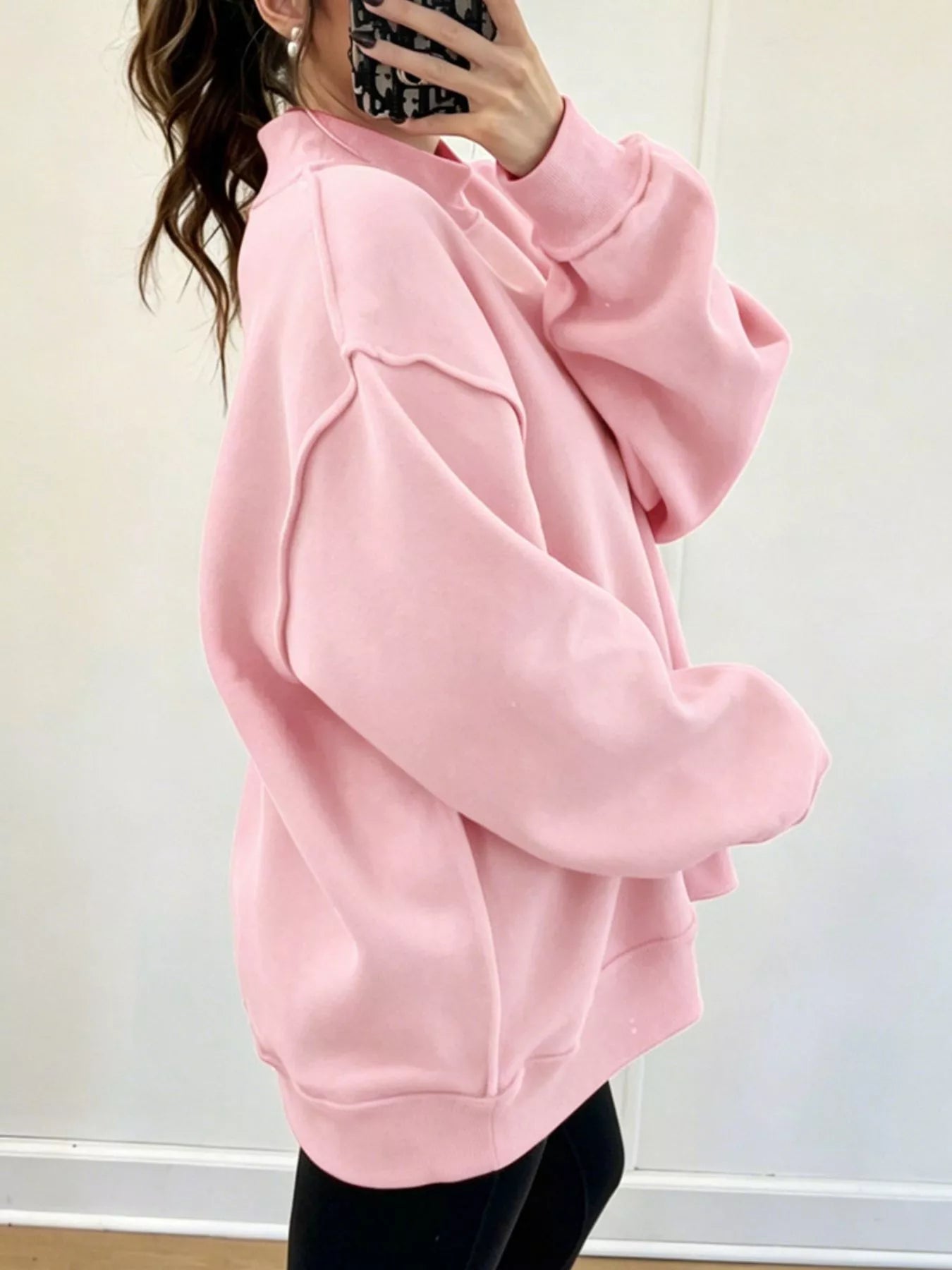 Trendsi Mock Neck Dropped Shoulder Sweatshirt -