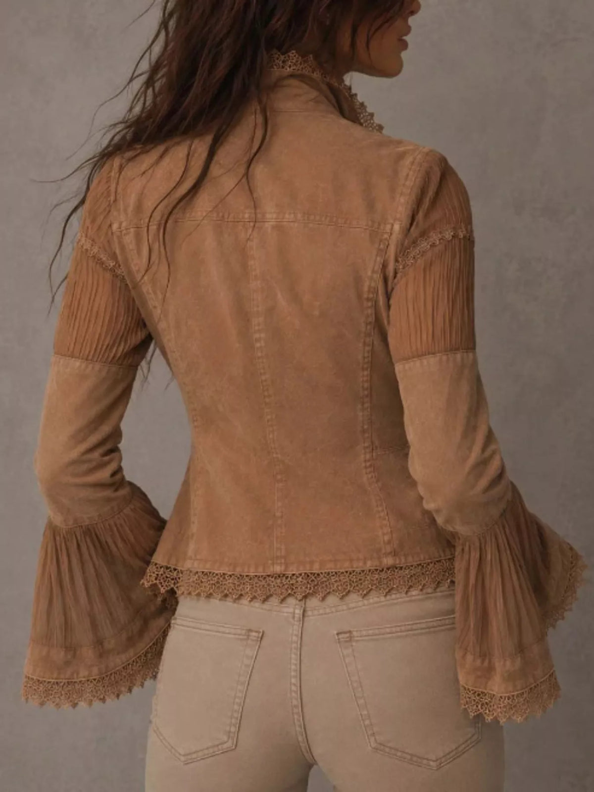 Collared long sleeve jacket, back view