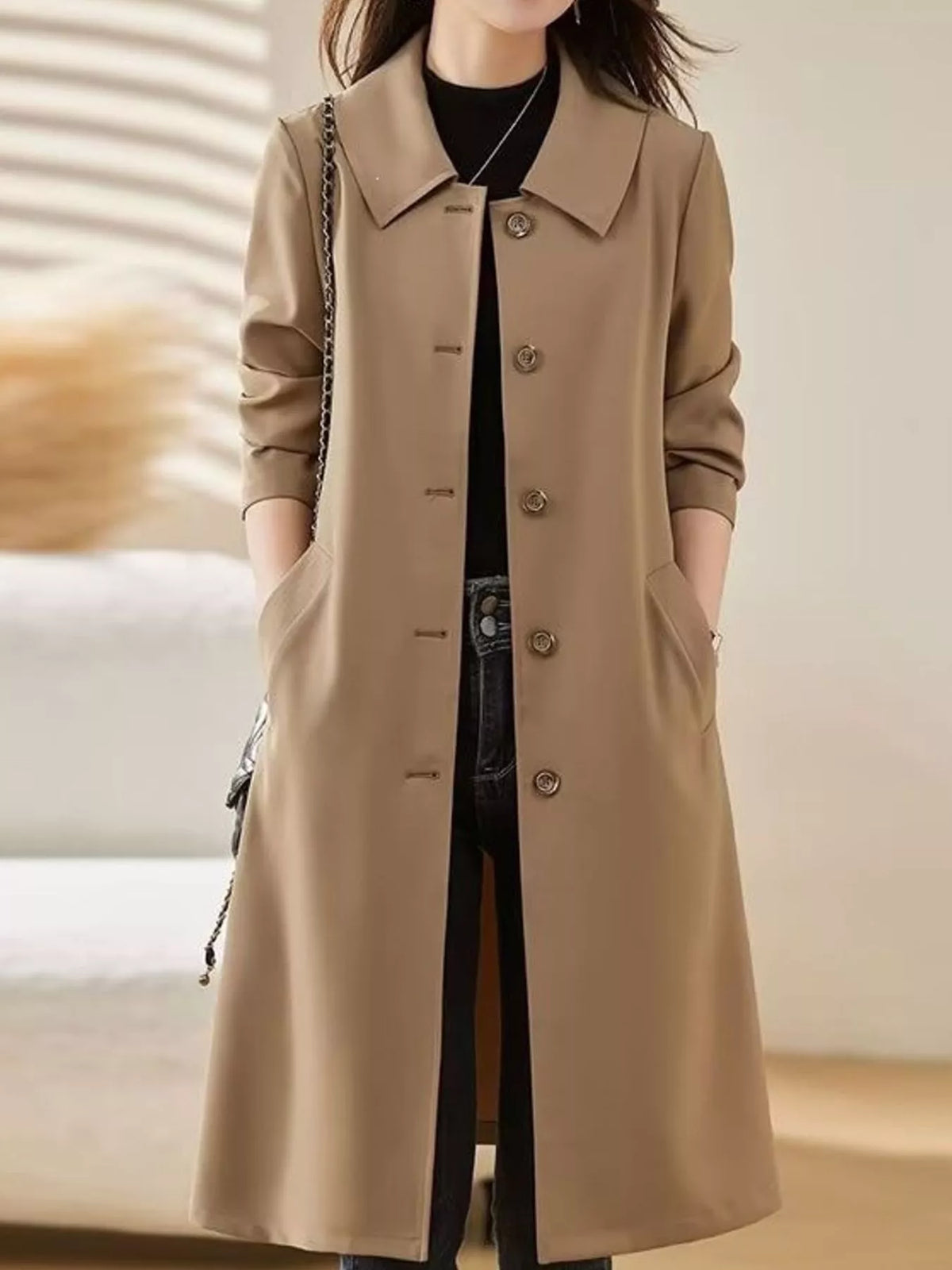 Button-Up Longline Coat — front view