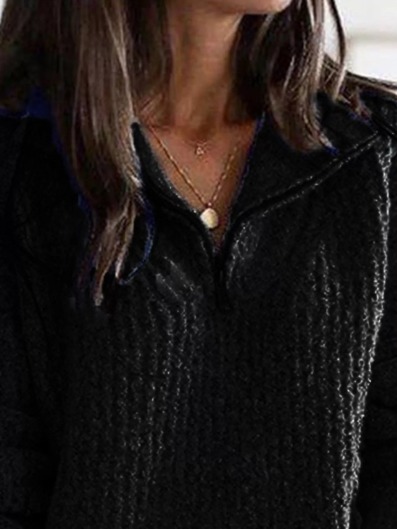 Trendsi Full Size Half-Zip Textured Sweater Plus Size -