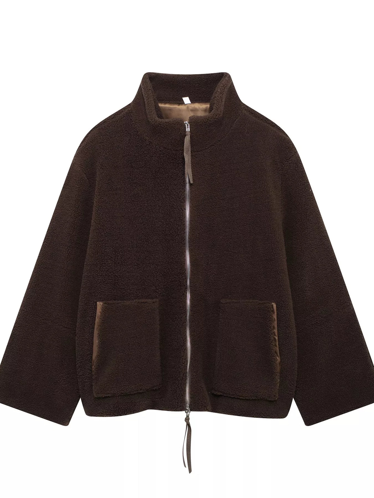 Brown sherpa zip-up jacket