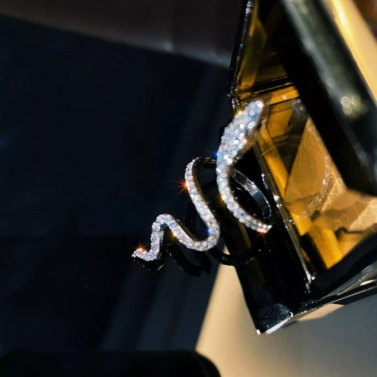 Trendsi 925 Sterling Silver Zircon Snake Bypass Ring -