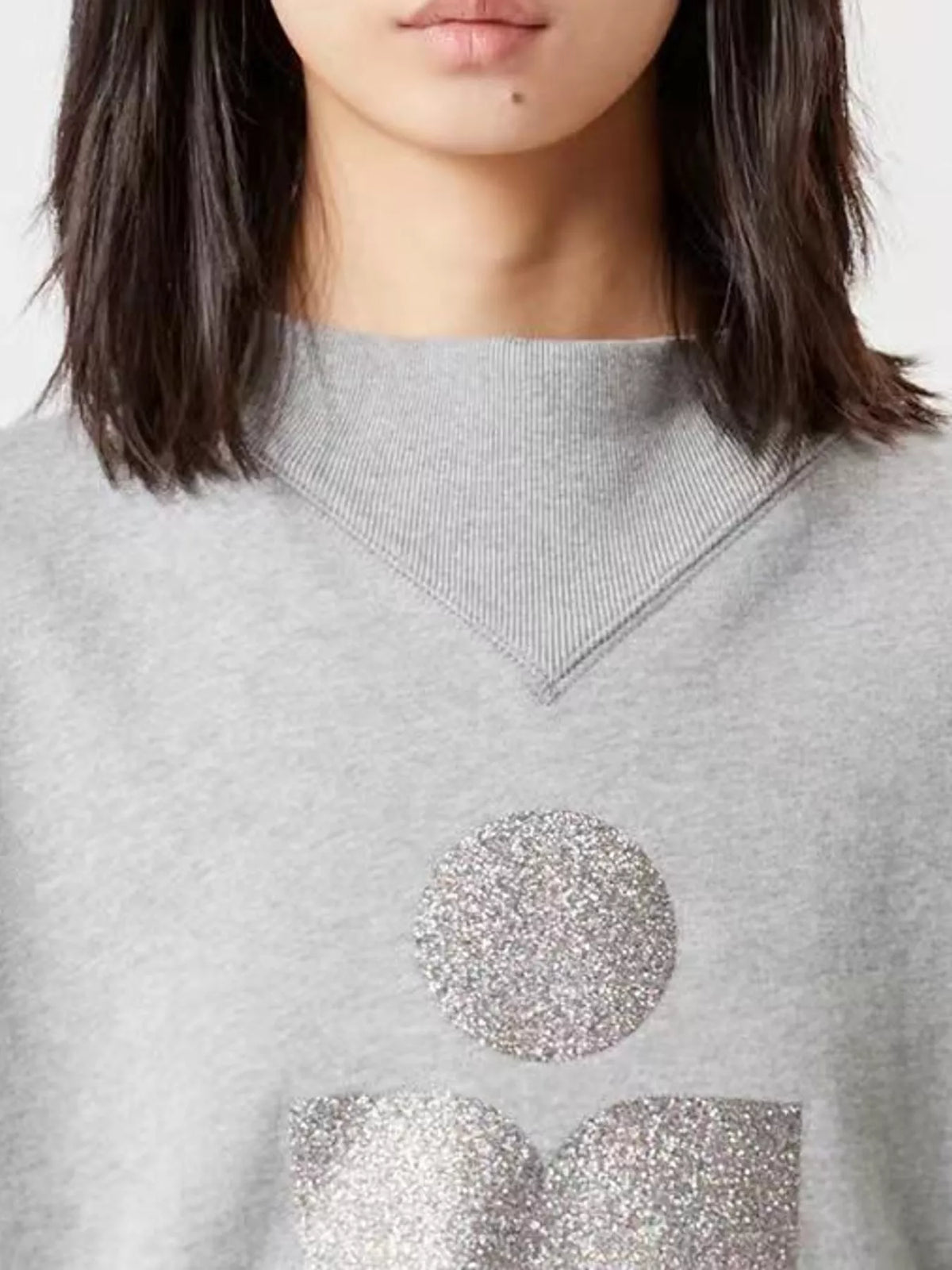 Heather Gray v-neck dropped shoulder graphic sweatshirt