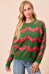 Trendsi BiBi Christmas Theme Chevron Sequins Detail Sweater - Shirts