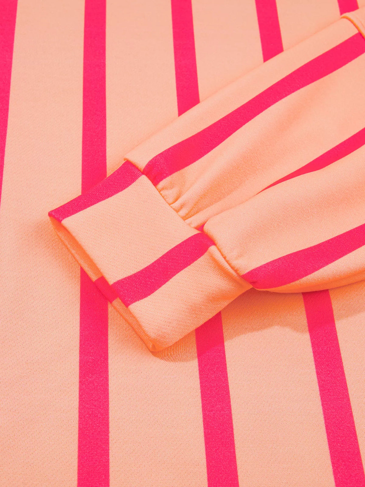 Watermelon pink stripe dropped shoulder round neck sweatshirt
