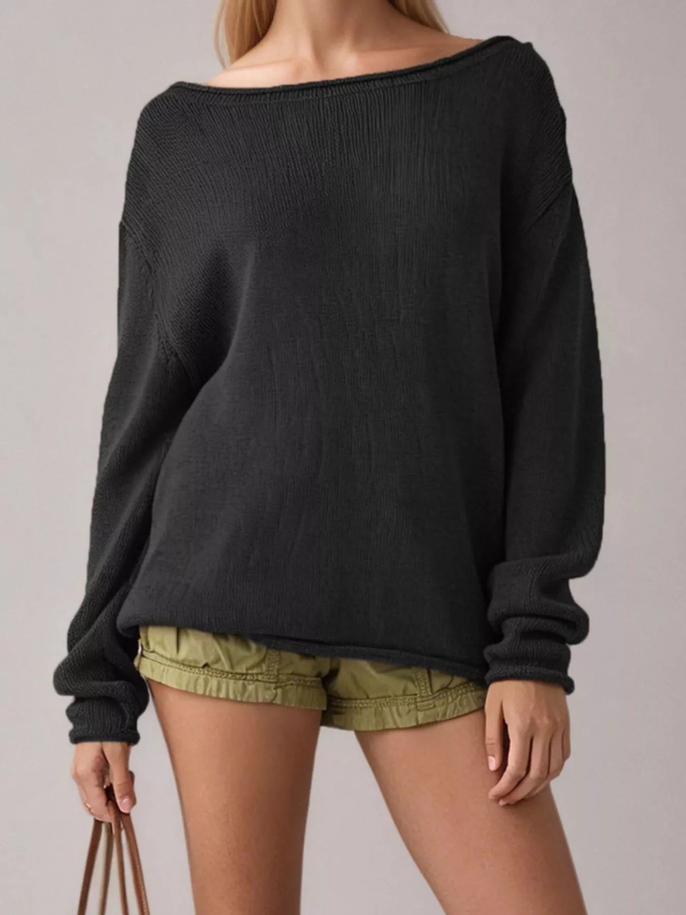 Trendsi Casual Striped Boat Neck Sweater -
