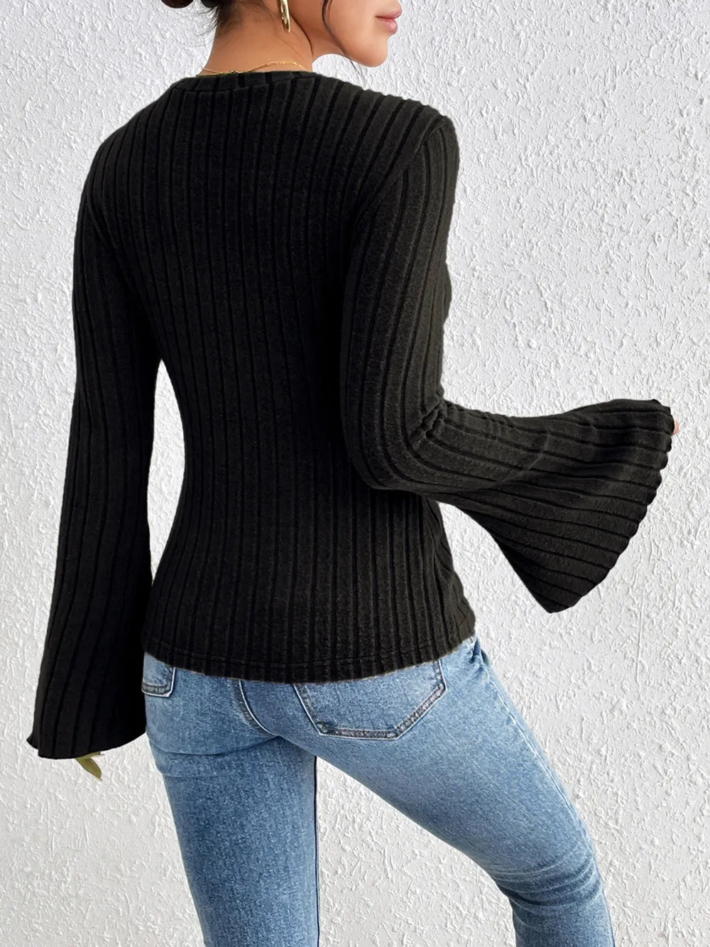 Trendsi Honey Round Neck Flare Sleeve T-Shirt -