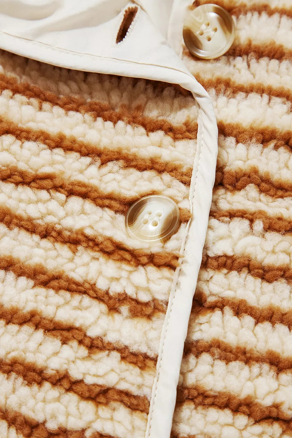 Striped fleece jacket, buttons and binding