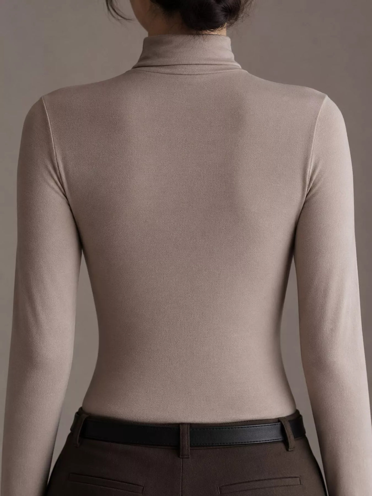 Slim-Fit Mock Neck Long Sleeve T-Shirt — back view