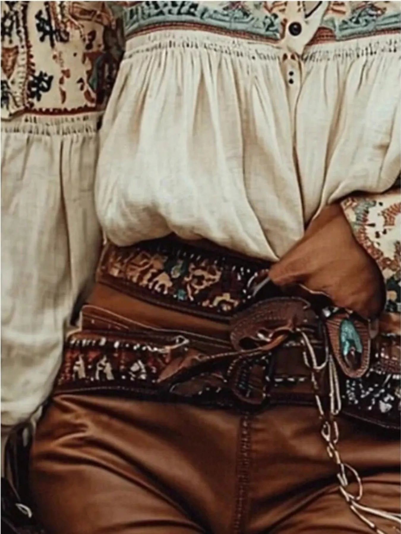 Trendsi Off-Shoulder Printed Long Sleeve Blouse -