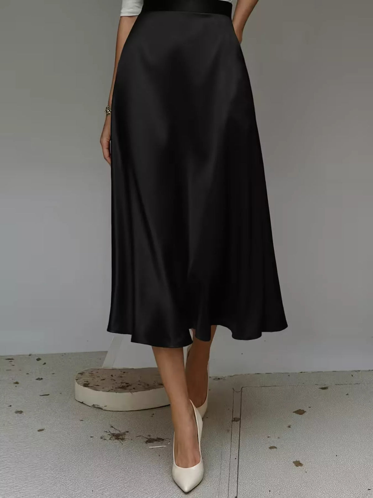 Trendsi Satin Midi Skirt -