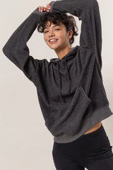 Trendsi HYFVE Brushed Long Sleeve Hoodie with Kangaroo Pocket -
