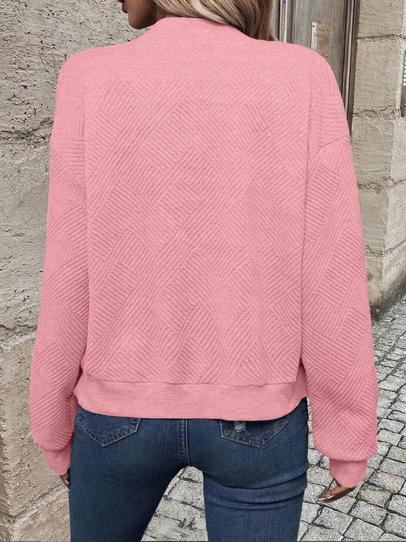 Trendsi Textured Knit Zip-Up Jacket -