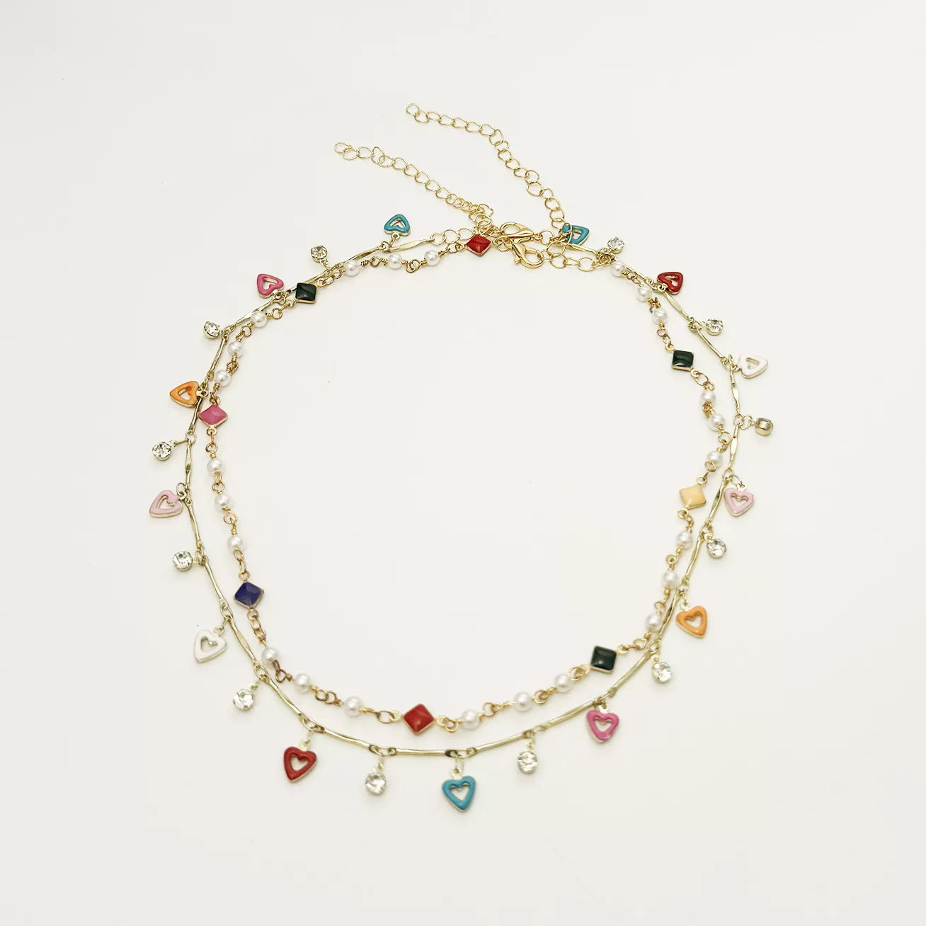 Trendsi 2 Piece Heart Charm Necklace -