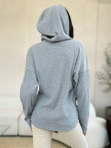 Trendsi Culture Code Full Size Ribbed Zip Up Drawstring Hooded Jacket -