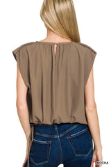 Trendsi Zenana Woven Drawstring Tie Side Sleeveless Top -