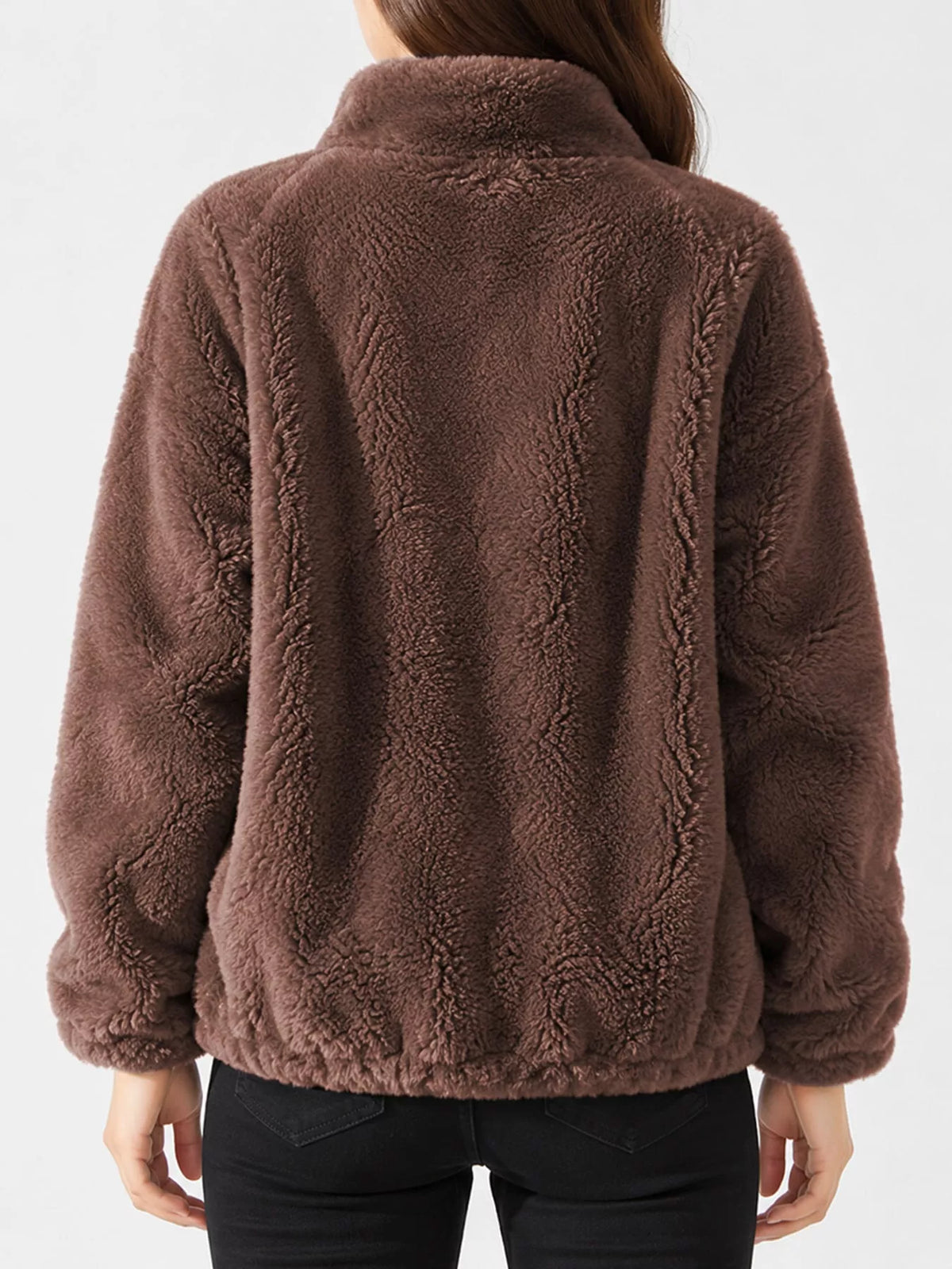 Faux-fur jacket, brown back