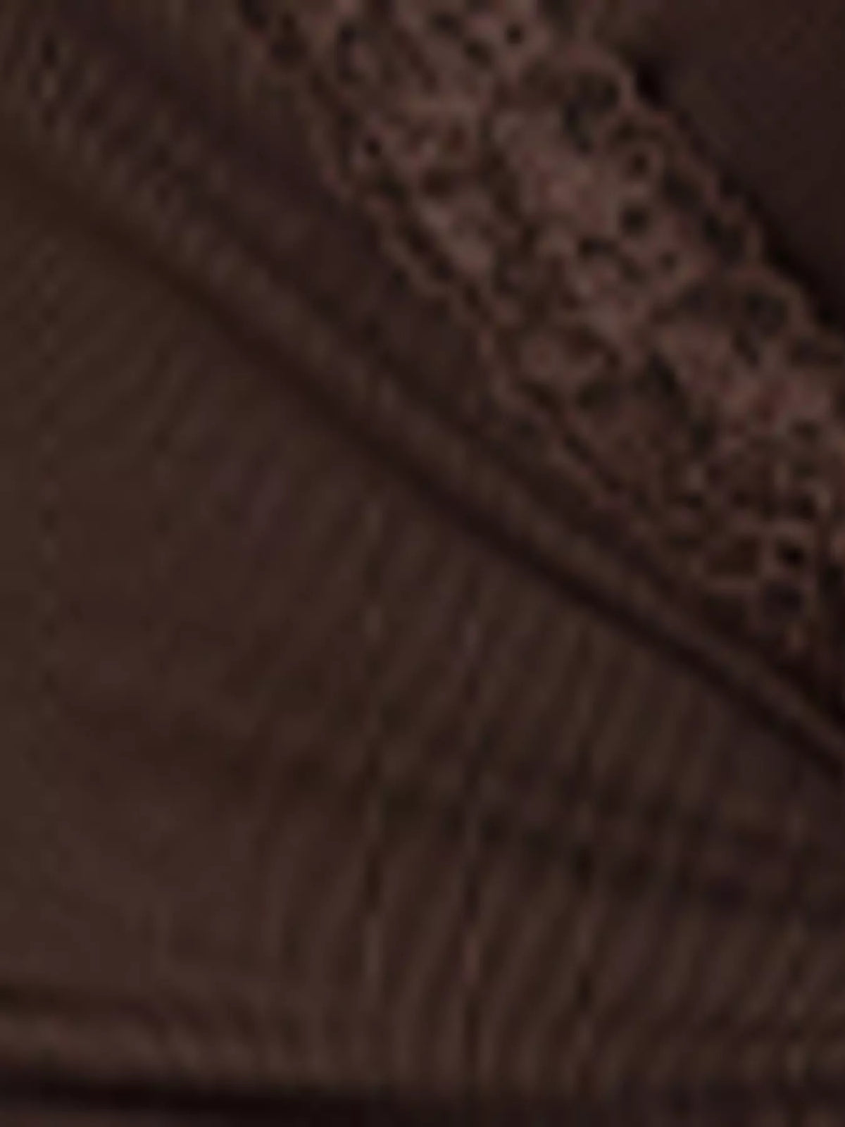 Women's Lace Trim Flare Sleeve Blouse in brown — texture detail view