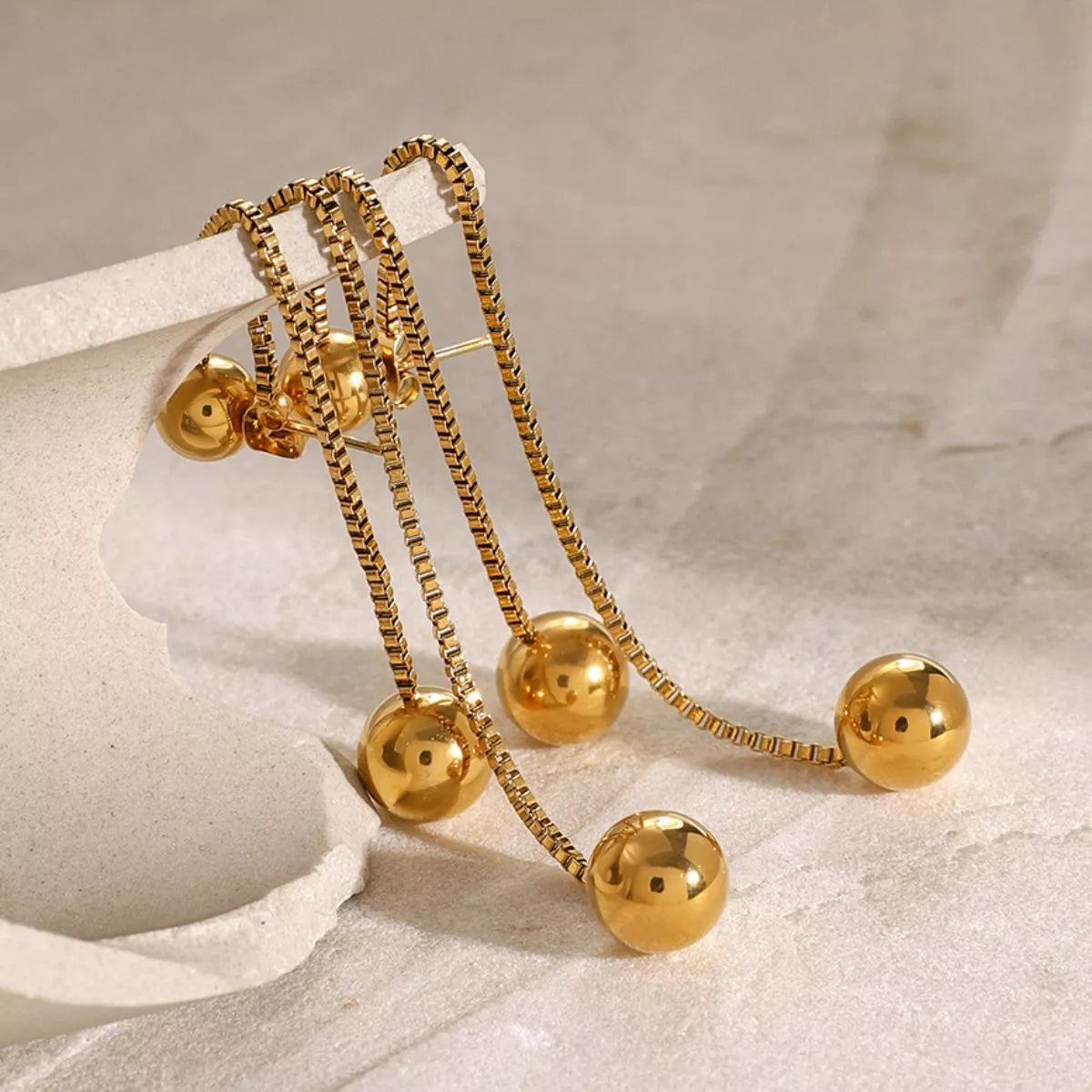 Trendsi 18K Gold-Plated Ball Drop Earrings -