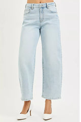 Trendsi RISEN High Rise Crop Barrel Jeans -