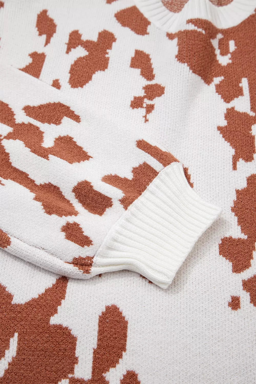 Trendsi Abstract Print Drop Shoulder Long Sleeve Round Neck Sweater -
